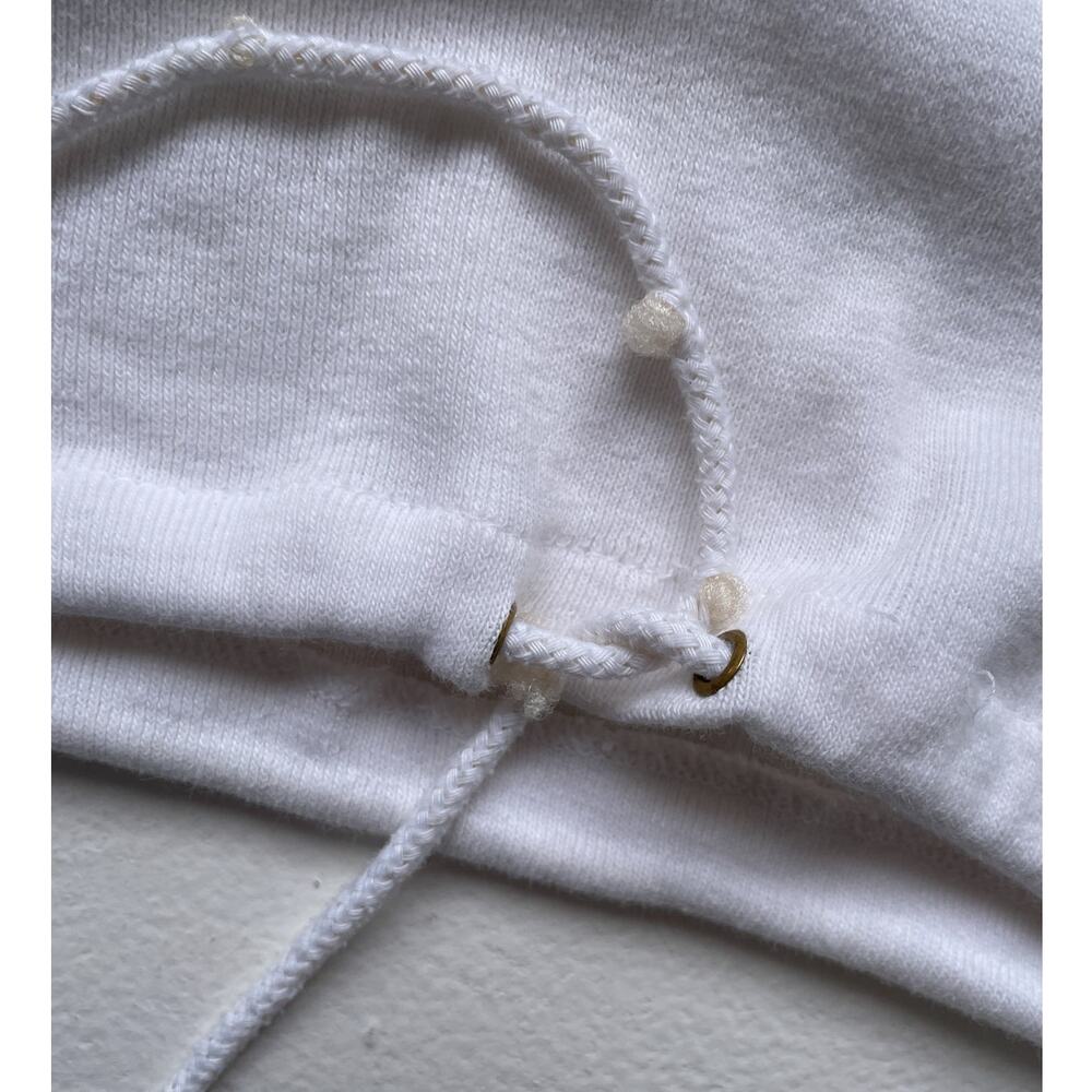Vtg 70’s White Floral Cropped Ruffle Lace Crop Top Sz L Cotton Retro Boho Hippie - Picture 10 of 11